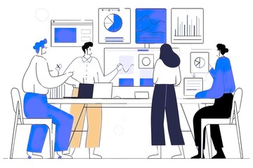 Team Analyzing Data in Office Meeting