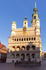 Fototapeta premium City Hall clock tower on the market square in Poznan