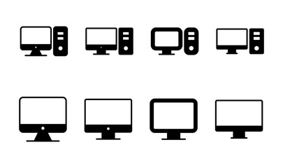 Computer icon set. computer monitor icon vector.