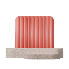 textured pink wall rendering 3d, transparent background of pink terrazzo texture podium in square