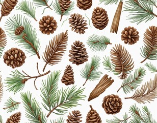 Watercolor image of brown pine needles on white background