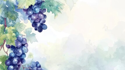 Watercolor grapevine border with space for text.