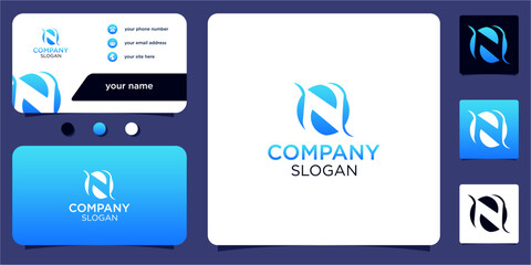 collection of initials letter N abstract monogram with gradient colors business card vector design logo