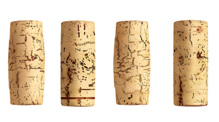 Set of corks with realistic textures and designs in a 3D render Isolated on a transparent background