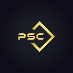 PSC logo. P S C design. White PSC letter. PSC, P S C letter logo design. P S C letter logo design in GOLD, GOLDEN LOGO, THREE, style. letter logo set in one artboard. P S C letter logo vector design.