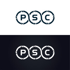 PSC logo. P S C design. White PSC letter. PSC, P S C letter logo design. P S C letter logo design in GOLD, GOLDEN LOGO, THREE, style. letter logo set in one artboard. P S C letter logo vector design.