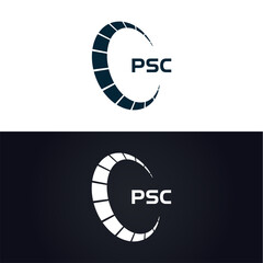 PSC logo. P S C design. White PSC letter. PSC, P S C letter logo design. P S C letter logo design in GOLD, GOLDEN LOGO, THREE, style. letter logo set in one artboard. P S C letter logo vector design.