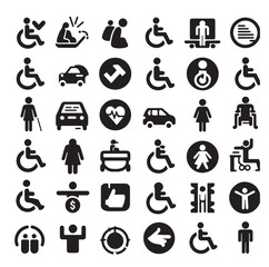 Disabled icons Silhouette vector illustration