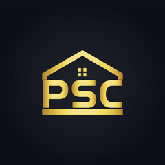 PSC logo. P S C design. White PSC letter. PSC, P S C letter logo design. P S C letter logo design in GOLD, GOLDEN LOGO, THREE, style. letter logo set in one artboard. P S C letter logo vector design.