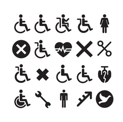 Disabled icons Silhouette vector illustration