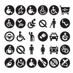 Disabled icons Silhouette vector illustration