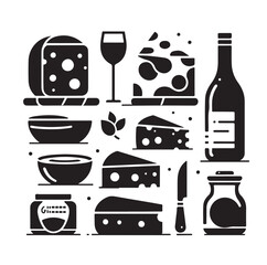 cheese elements Silhouette vector illustration