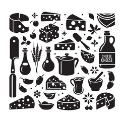cheese elements Silhouette vector illustration
