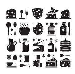 cheese elements Silhouette vector illustration