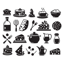 cheese elements Silhouette vector illustration