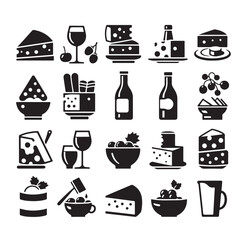 cheese elements Silhouette vector illustration