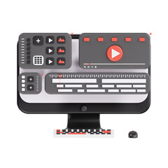 editing software 3d icon, content creator 3d icon set, transparent background