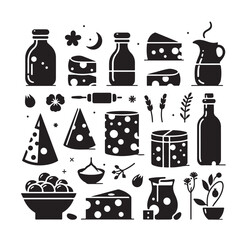 cheese elements Silhouette vector illustration