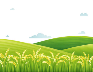 Obraz premium Cartoon illustration of ripe yellow wheat in the field