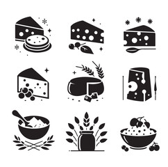 cheese elements Silhouette vector illustration