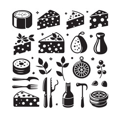 cheese elements Silhouette vector illustration