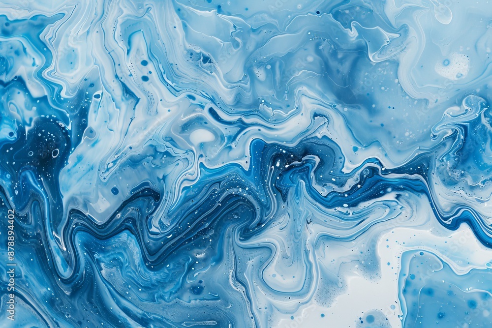 Poster Abstract blue fluid art marble paint texture background