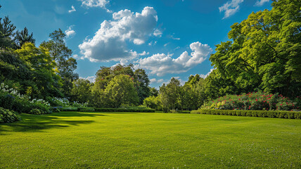 Obraz premium Natural and scenic backdrop featuring lush greenery trees and blue skies. natural backdrop, scenic backdrop, lush greenery, green trees, blue skies, nature background, scenic view,