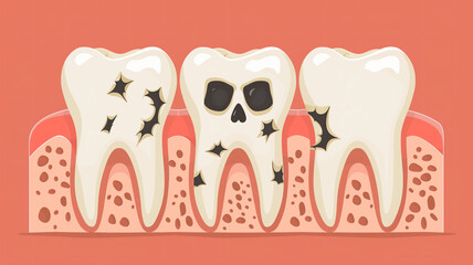 Tooth decay, medical flat illustration.