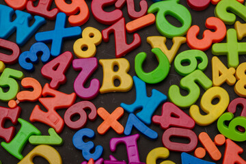 plastic numbers and letters. ABC.