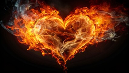 Flaming Heart. Fire In The Shape Of A Heart.