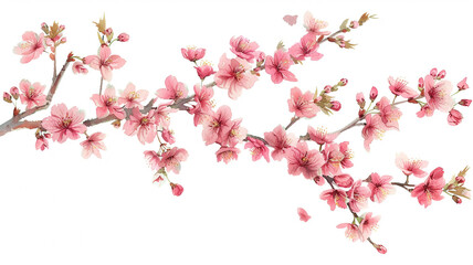 Pink cherry blossom on white background isolated Sakura tree branch. pink cherry blossom, cherry blossom, sakura tree, sakura branch, cherry blossom isolated, white background, pink flowers,