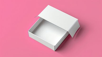 Open White Box on Pink Background.