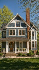 Michigan-style houses in the beautiful city of Grand Rapids in the spring season