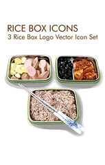 Rice box logo vector Icon set 