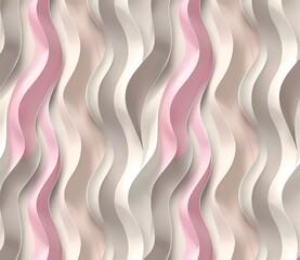 3D render seamless pattern with pastel pink and grey wavy lines, modern abstract wallpaper design for interior mural in the style of modern abstract artists