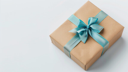 Obraz premium Gift blister isolated on white background. Studio photo of a gift box with ribbon. gift blister, gift box, isolated on white, studio photo, ribbon, present packaging, festive gift, gift wrapping,