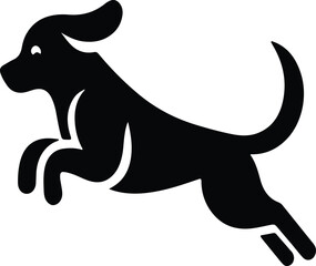 a dog jump top icon silhouette vector style