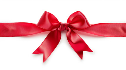 Red Shiny satin ribbon on white background. Silk bow red color. Vector decoration for gift card and discount voucher on white background. red satin ribbon, shiny ribbon, silk bow, red color,
