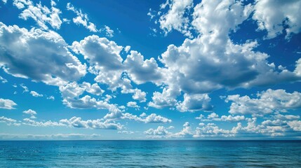 Obraz premium Beautiful Seascape with Blue Sky and Clouds