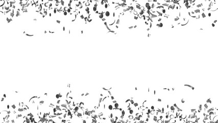 Silver confetti frame. Rectangle decoration for Christmas card or poster. 