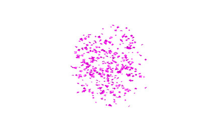 Purple Confetti explodes on a white background