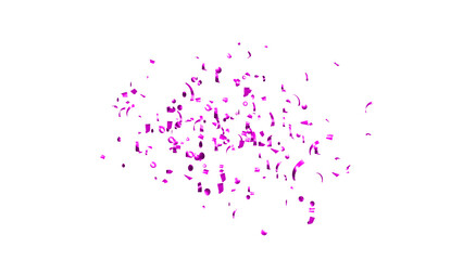 Purple Confetti explodes on a white background