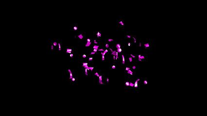 Purple Confetti explodes on a black background