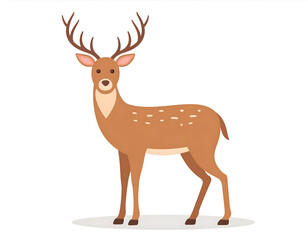 A standing sika deer cartoon illustration on white background