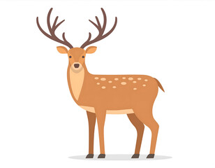 A standing sika deer cartoon illustration on white background