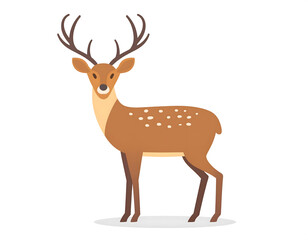 A standing sika deer cartoon illustration on white background