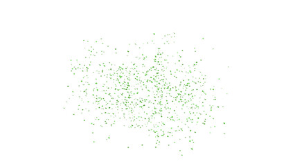 Green Confetti explodes on a white background