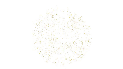 Golden tinsel Confetti explodes on a white background