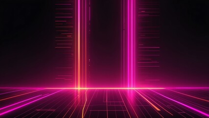 Obraz premium abstract futuristic hot pink and neon orange vertical background