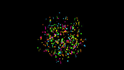Explosion of multi-colored confetti. Confetti, tinsel on a black background
